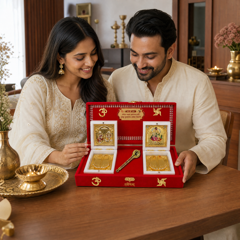 Shri Laxmi Ganesh & Radha Krishna with Gada