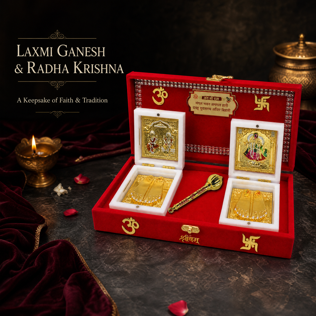 Shri Laxmi Ganesh & Radha Krishna with Gada